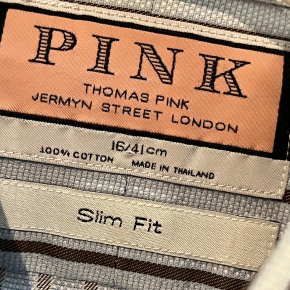 (16) THOMAS PINK Slim Fit Classic Cuff Size 16 Neck 100% Cotton - Picture 10 of 12